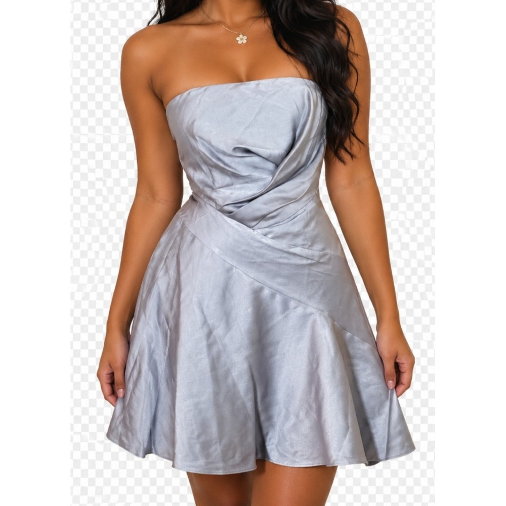 ASOS Design Gray Satin Strapless Mini Dress Size 2 Formal Cocktail  Bodycon NWT